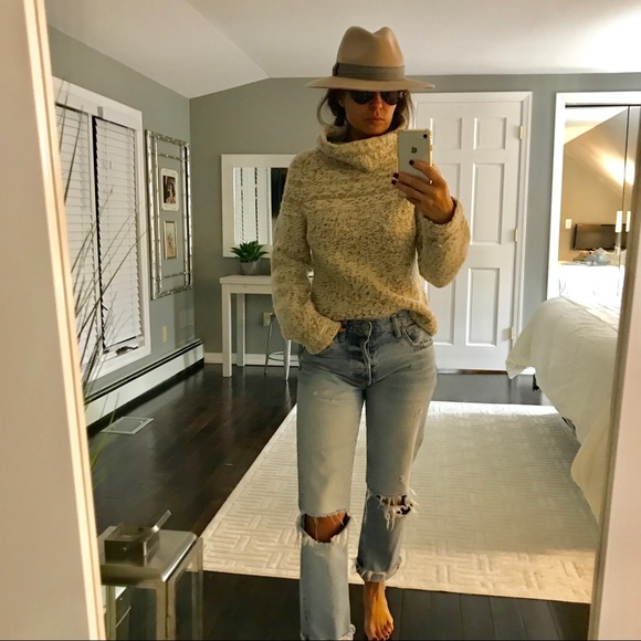 wide neck turtleneck sweater